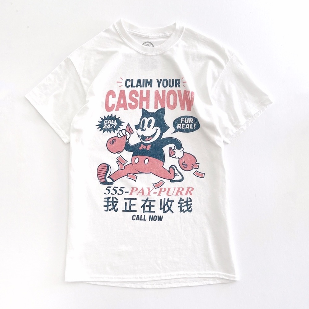 ODM Retro Graphic Cat T -Shirt Cash Now